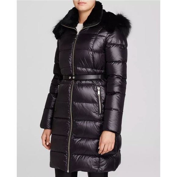 Andrew Marc - Long Winter Coat Puffer with Fur Hood - Picture 1 of 4